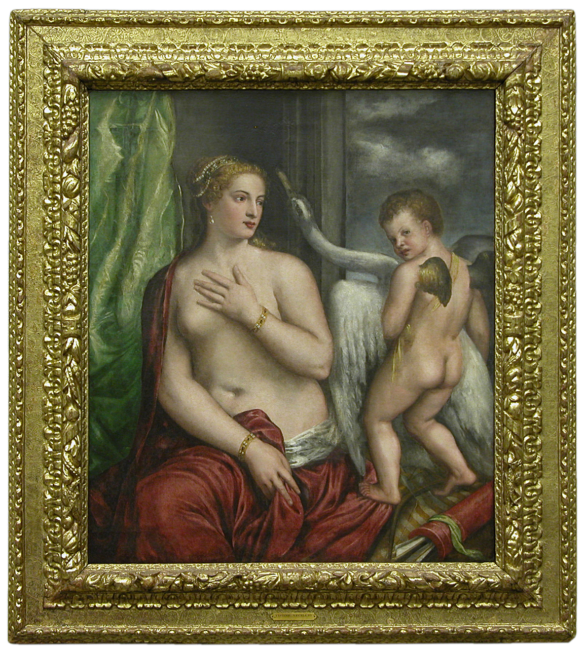 Leda e il Cigno (dipinto, opera isolata) di Vecellio Tiziano (bottega) (seconda metà sec. XVI)