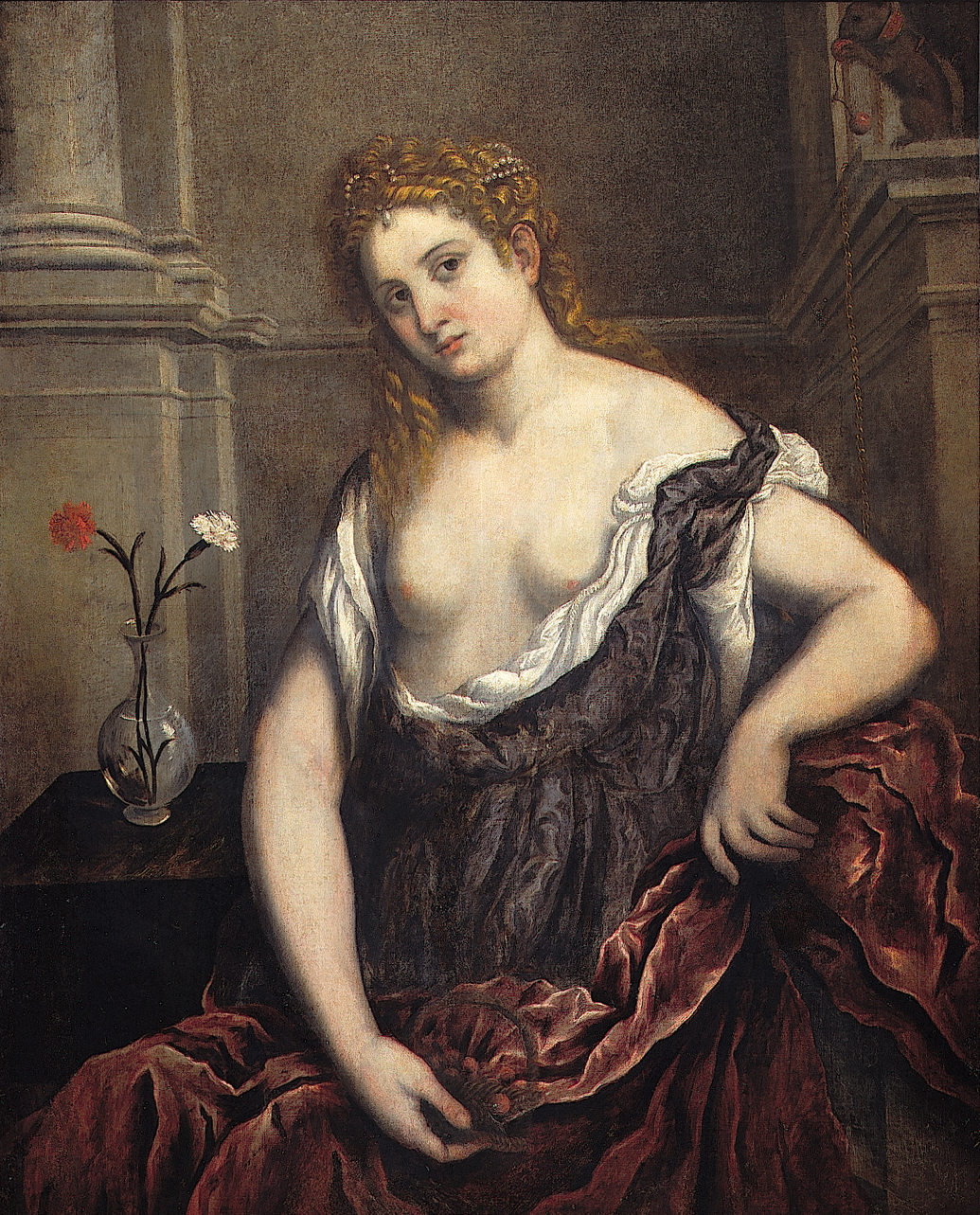 ritratto di giovane donna (dipinto, opera isolata) di Bordone Paris (bottega) (terzo quarto sec. XVI)