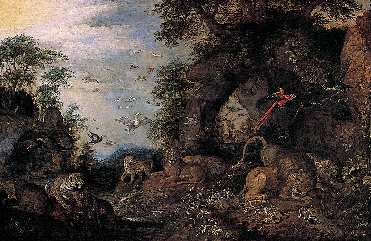 paesaggio con animali selvatici (dipinto, opera isolata) di Savery Roelant - ambito olandese (primo quarto sec. XVII)