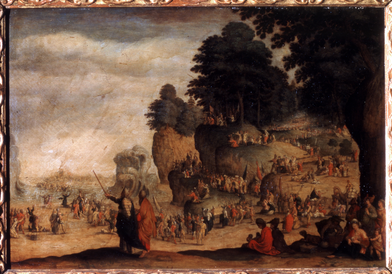 Passaggio del Mar Rosso (dipinto, opera isolata) - ambito fiammingo (terzo quarto sec. XVII)