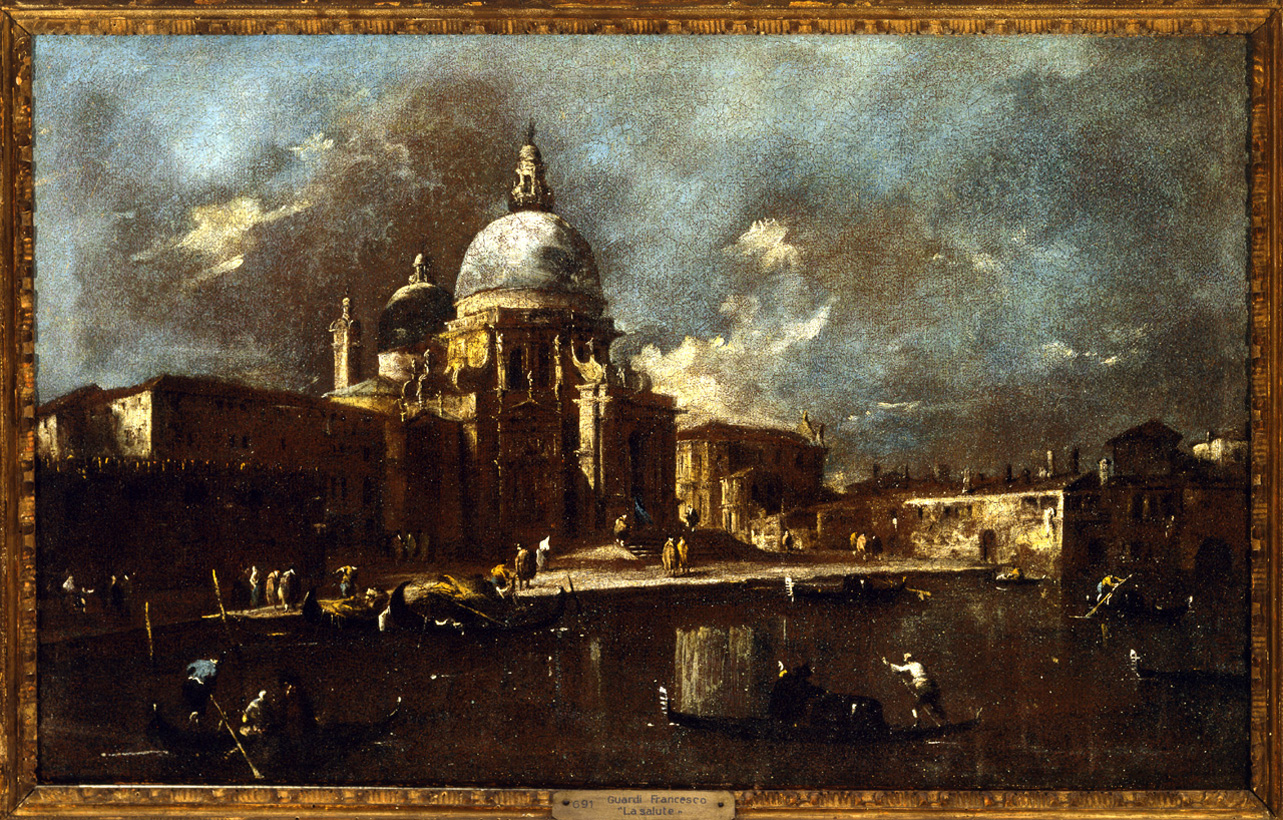 veduta prospettica della Basilica della Salute di Venezia (dipinto, opera isolata) di Guardi Francesco (metà/ fine sec. XVIII)