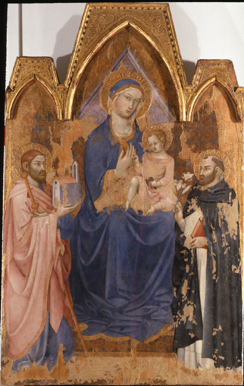 Madonna con Bambino in trono tra San Jacopo e San Domenico (dipinto, opera isolata) di Taddeo di Bartolo (fine sec. XIV)