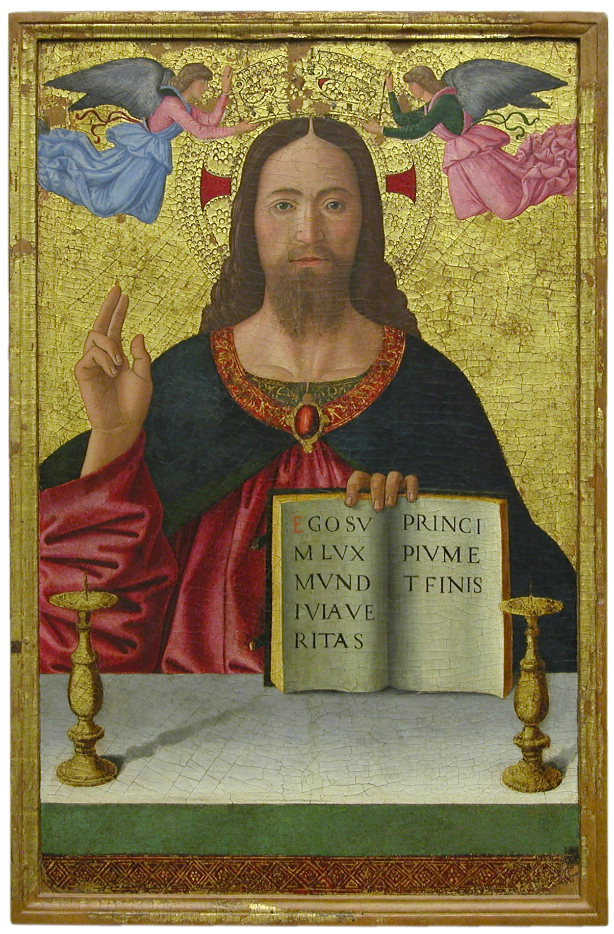 Cristo benedicente, Cristo benedicente e angeli (dipinto, opera isolata) di Ambrosi Melozzo di Giuliano degli, detto Melozzo da Forlì (terzo quarto sec. XV)