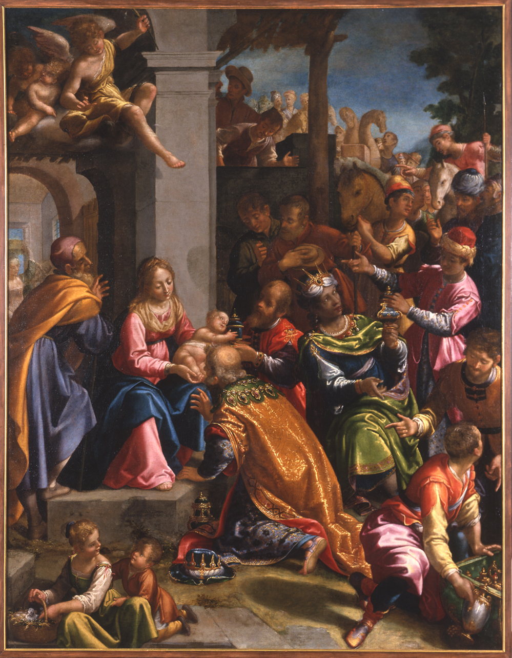 Adorazione dei Magi (dipinto, opera isolata) di Lomi Aurelio (inizio sec. XVII)