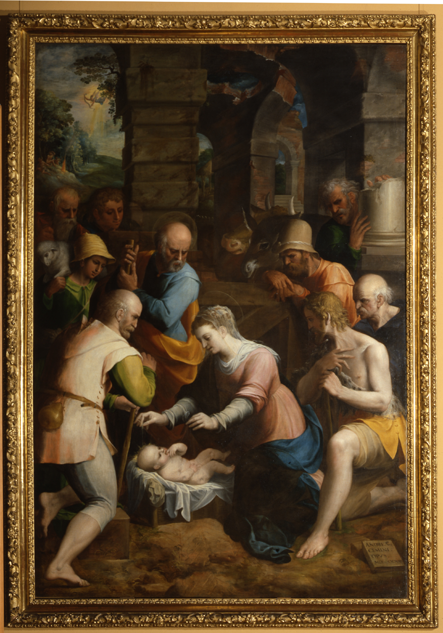 Adorazione dei pastori (dipinto, opera isolata) di Semino Andrea (ultimo quarto sec. XVI)