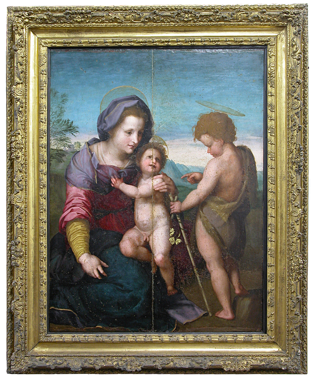 Madonna con Bambino e San Giovannino (dipinto, opera isolata) di Andrea d'Agnolo detto Andrea del Sarto (bottega) (prima metà sec. XVI)