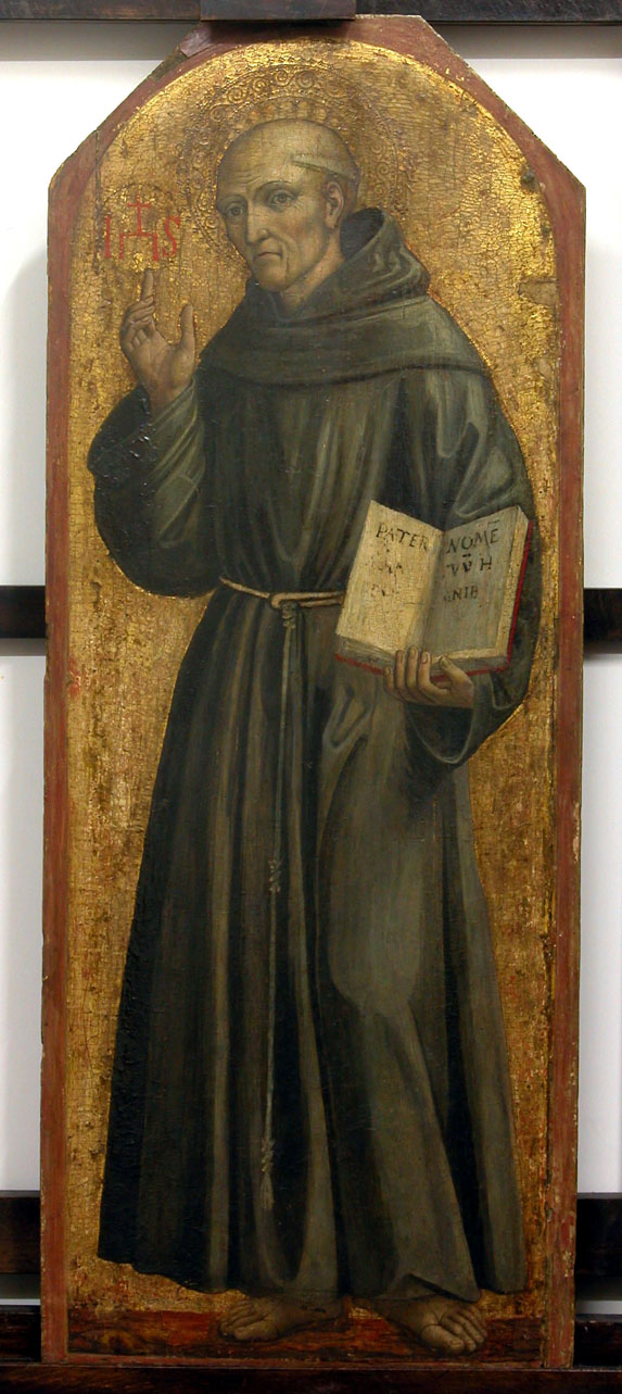 San Bernardino da Siena (dipinto, opera isolata) - ambito senese (terzo quarto sec. XV)