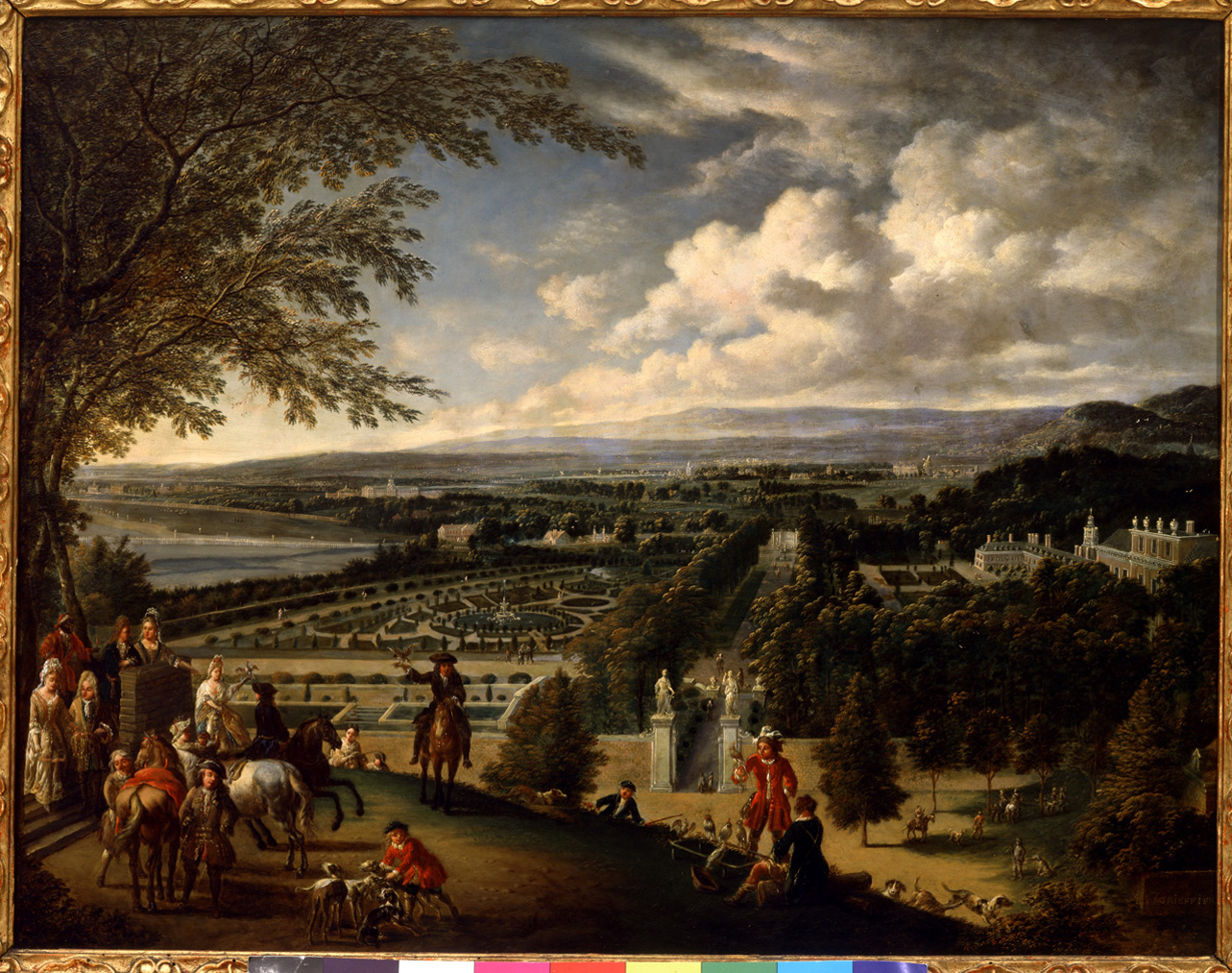 Scena di caccia con residenza nei dintorni di Londra (dipinto, opera isolata) di Griffier Jan I - ambito olandese (primo quarto sec. XVIII)