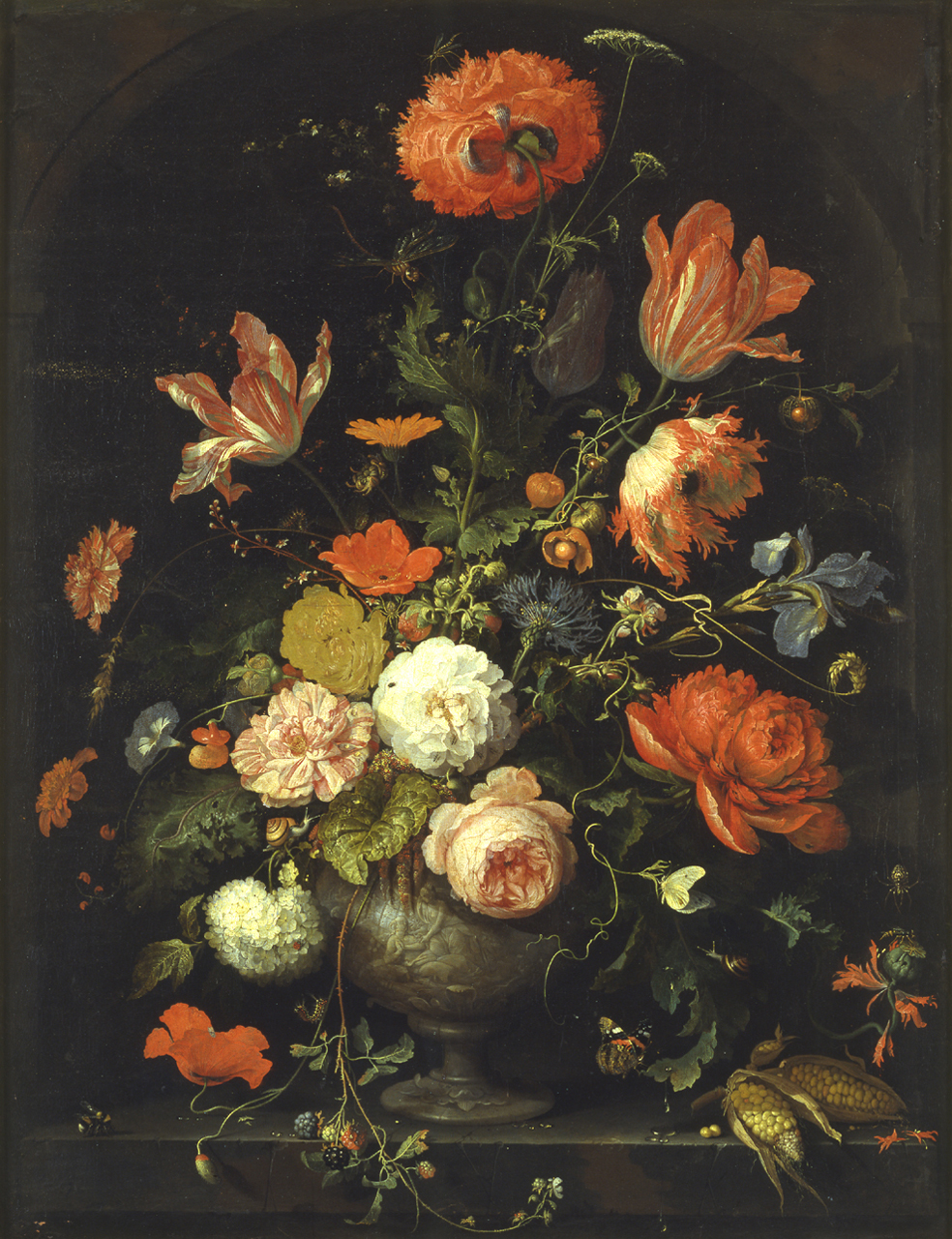 natura morta di fiori (dipinto, opera isolata) di Mignon Abraham - ambito olandese (terzo quarto sec. XVII)