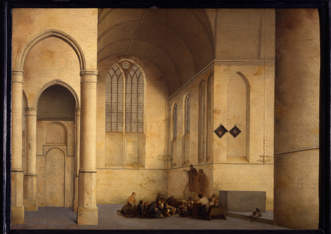 interno della chiesa di Sant'Odulfo ad Ossendelft, interno della chiesa di Sant'Odulfo ad Assendelft (dipinto, opera isolata) di Saenredam Pieter - ambito olandese (sec. XVII)