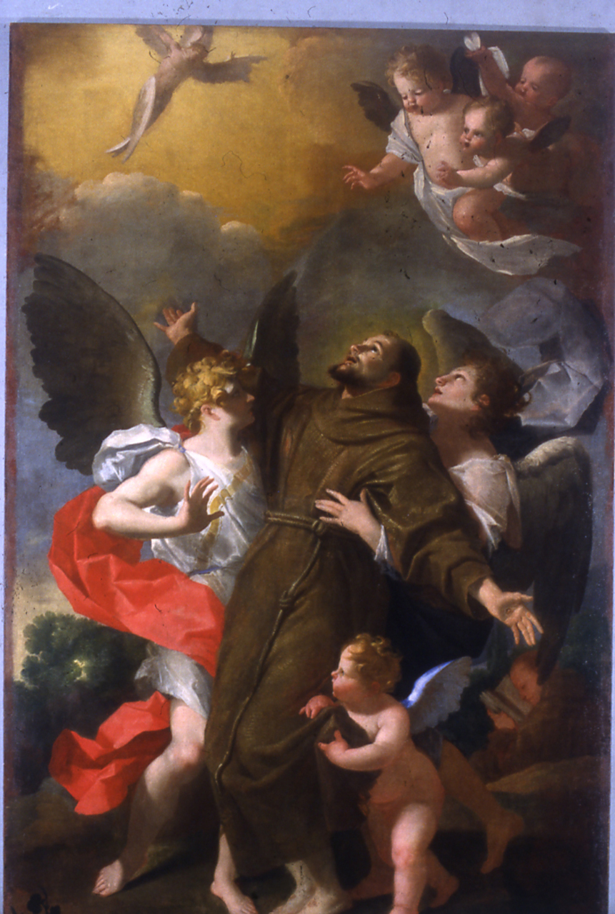 San Francesco in estasi, San Francesco d'Assisi sostenuto da due angeli dopo aver ricevuto le stimmate (dipinto, opera isolata) di Dauphin Charles-Claude (terzo quarto sec. XVII)