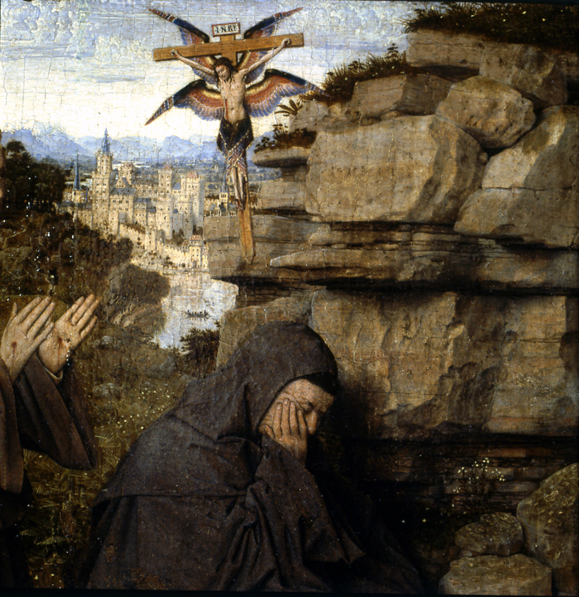 Stimmate di San Francesco (dipinto, opera isolata) di Eyck Jan van - ambito fiammingo (sec. XV) 