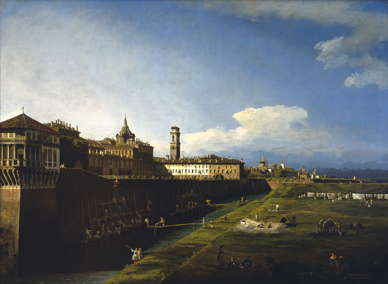 Veduta di Torino dal lato del giardino reale, veduta di Torino (dipinto, opera isolata) di Bellotto Bernardo (secondo quarto sec. XVIII)
