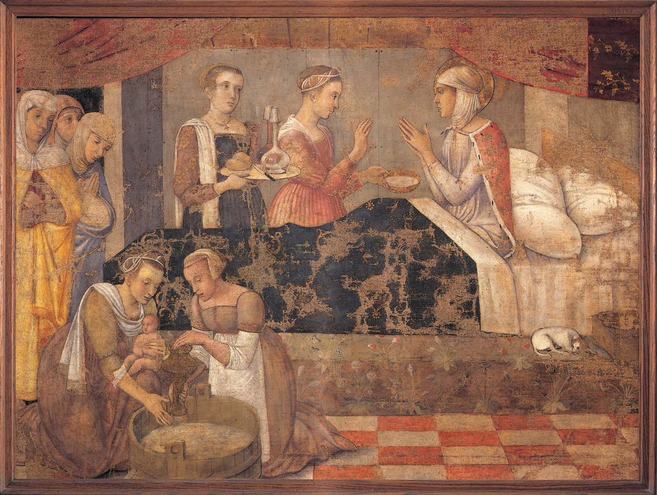 nascita della Vergine (dipinto, opera isolata) di Bellini Jacopo (bottega) (terzo quarto sec. XV)