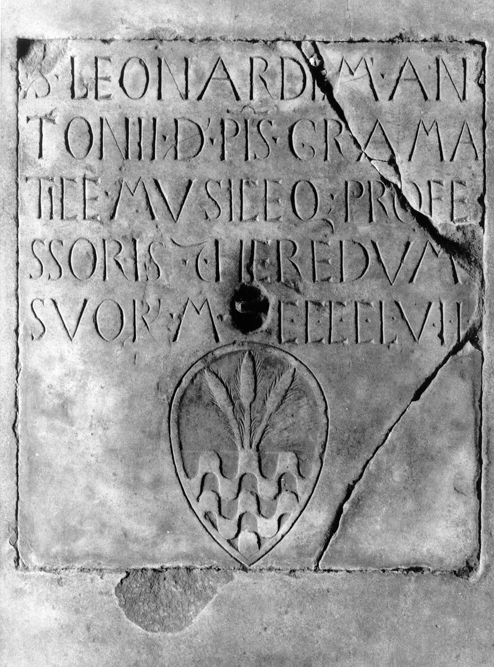 Leonardo di Antonio, professore di grammatica e musica (lastra tombale) - bottega pisana (sec. XV)