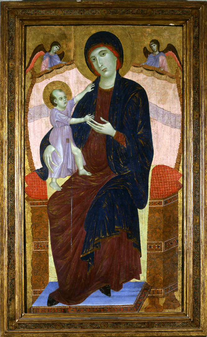 Madonna col Bambino, Madonna con Bambino in trono e angeli (dipinto, opera isolata) di Duccio di Boninsegna (ultimo quarto sec. XIII)