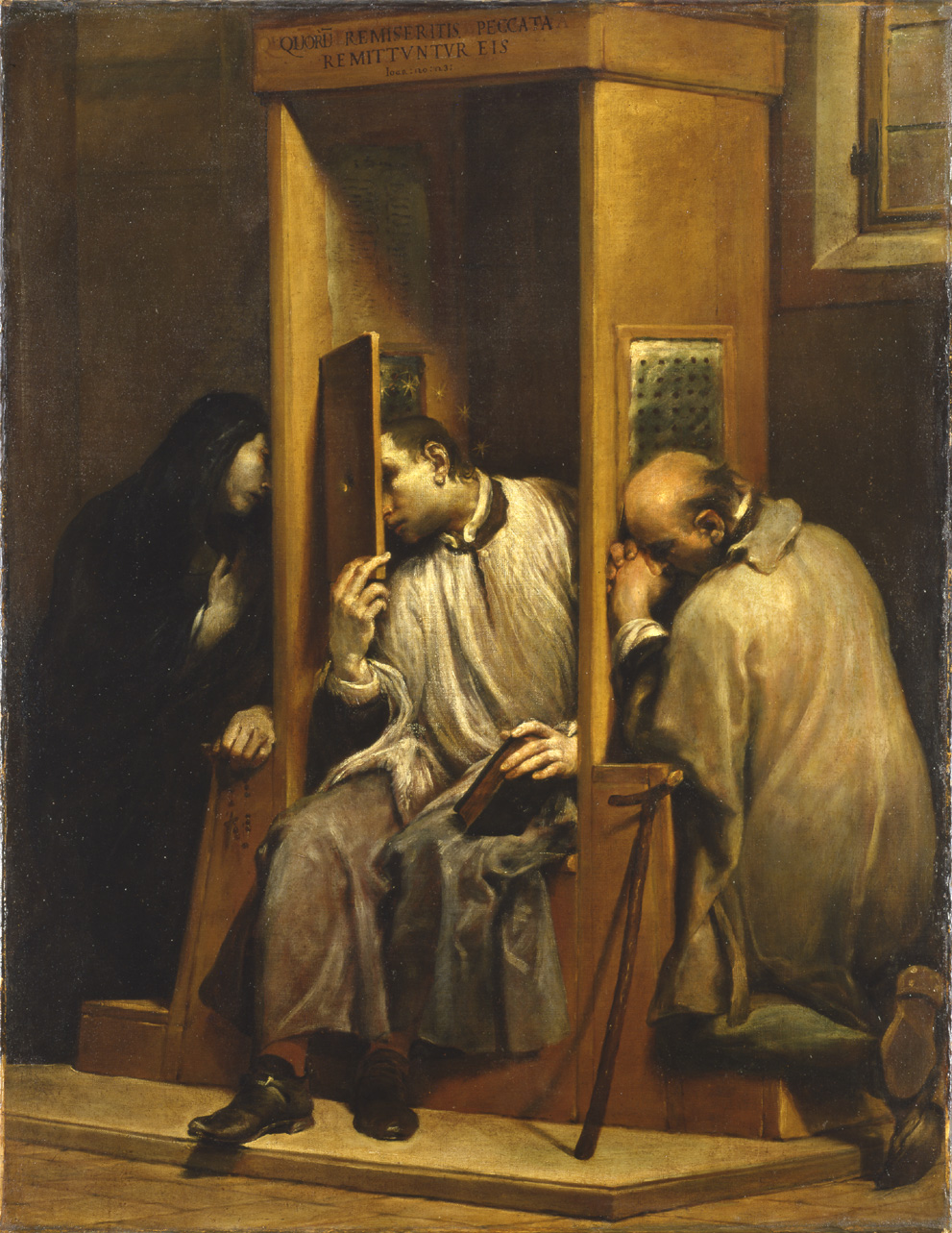 san Giovanni Nepomuceno confessa la regina di Boemia (dipinto, opera isolata) di Crespi Giuseppe Maria detto Spagnoletto (secondo quarto sec. XVIII)