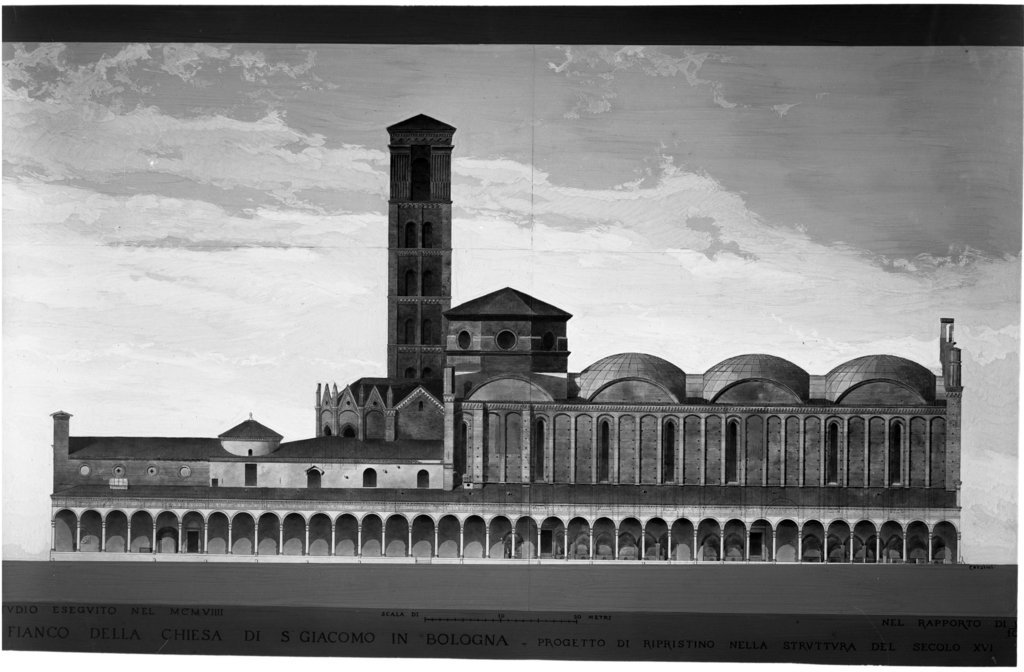 Bologna - Rilievi architettonici - Progettazione architettonica (negativo) di Corsini Luigi, Castelli Giovanni (XX)
