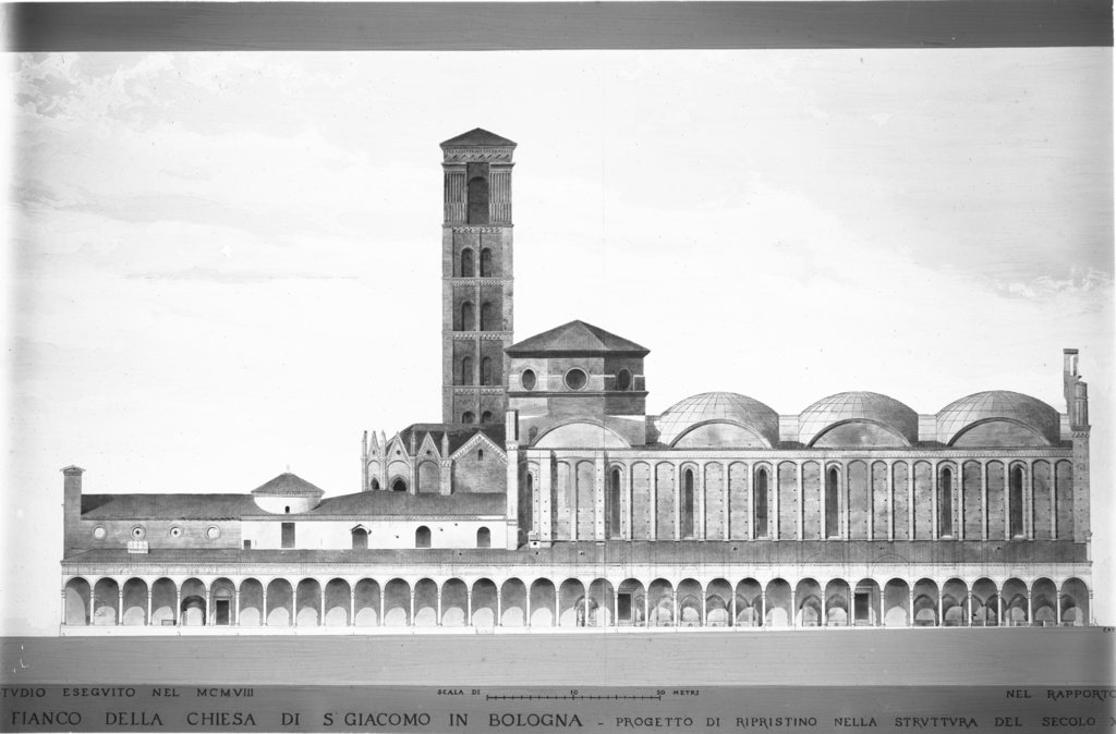 Bologna - Rilievi architettonici - Progettazione architettonica (negativo) di Corsini Luigi, Castelli Giovanni (XX)