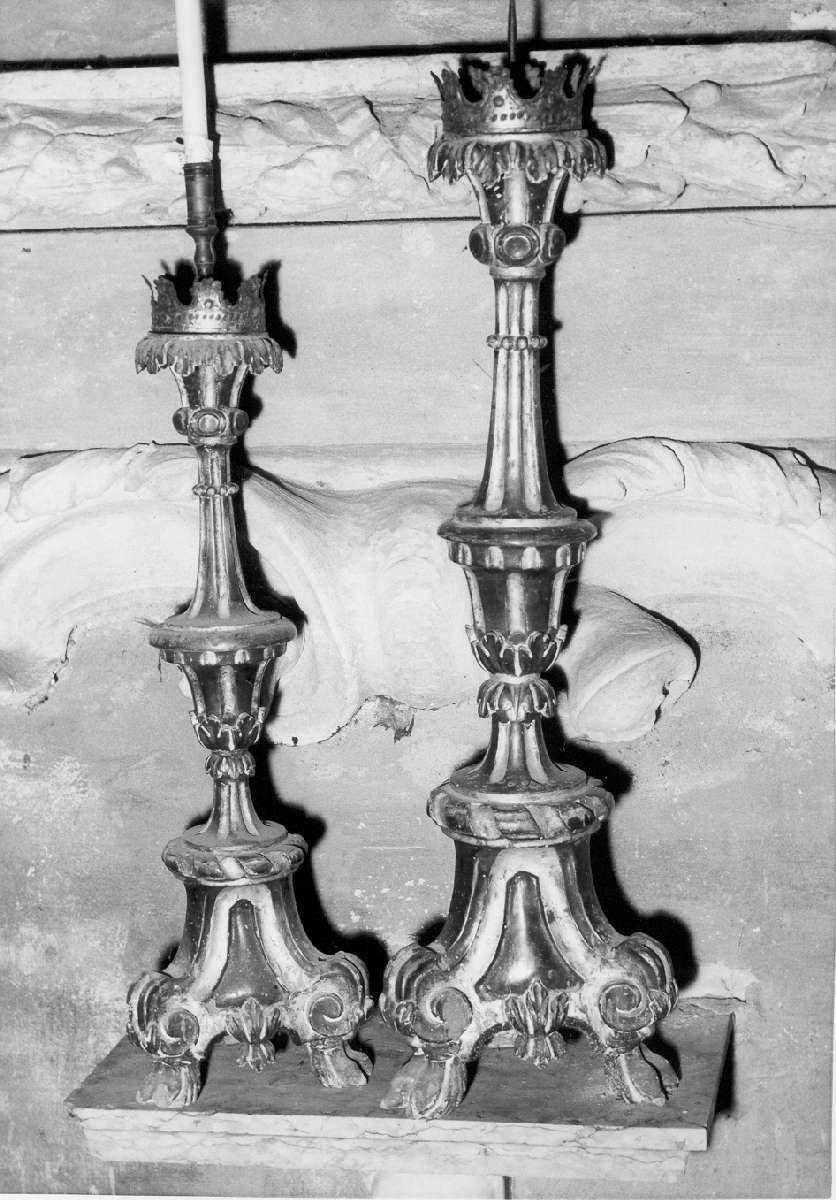 candeliere d'altare, serie - manifattura modenese (seconda metà sec. XVIII)