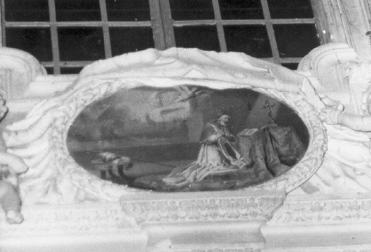 San Pio V in preghiera (dipinto, elemento d'insieme) di Manzini Luigi (attribuito) (sec. XIX)