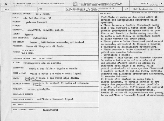 Palazzo Rusconi (palazzo) - Cento (FE) 