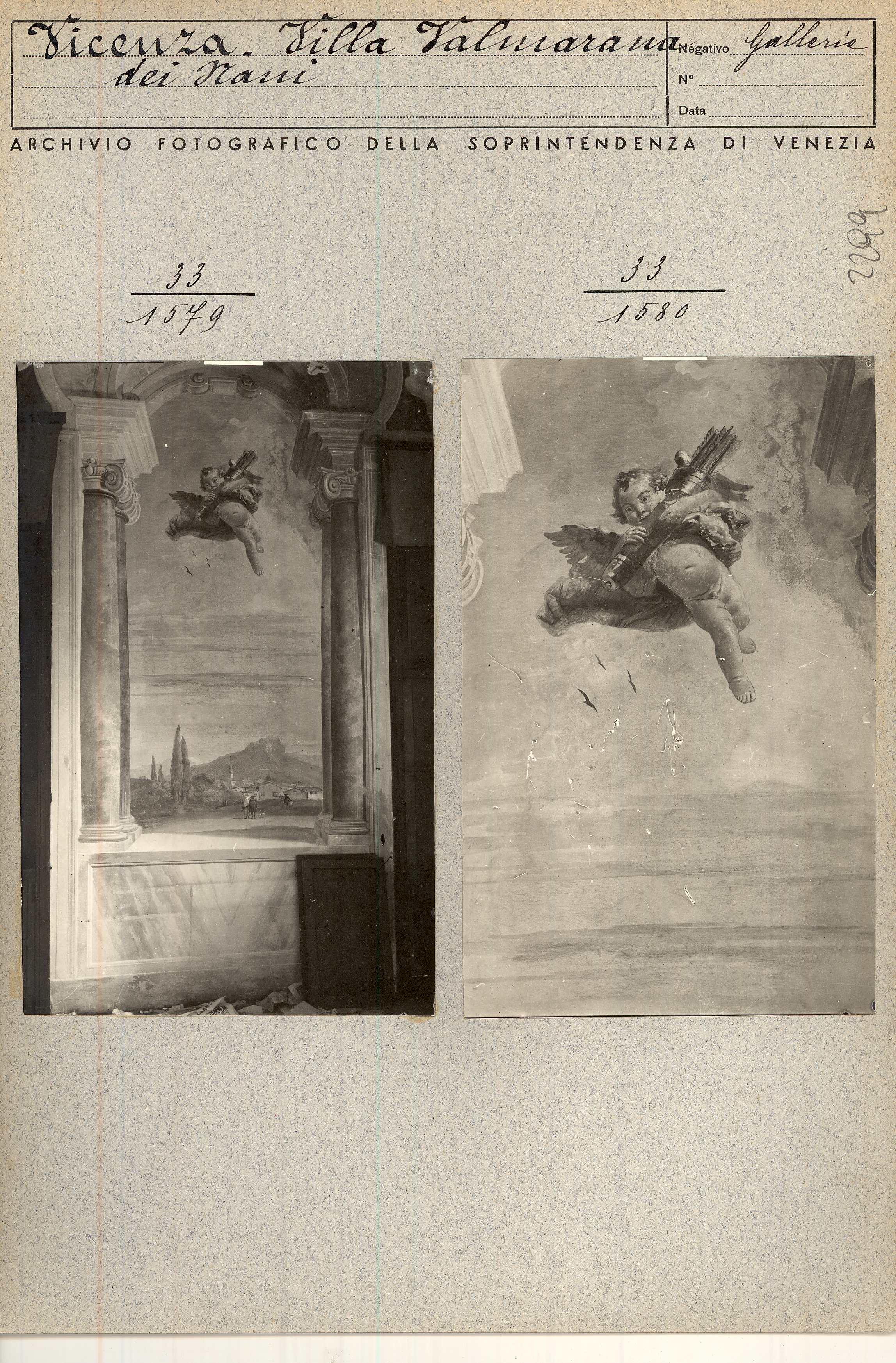 Vicenza. Villa Valmarana ai Nani. Prima stanza a destra. Episodi dell'Iliade. Cupido (particolare) (positivo) di Soprintendenza ai Monumenti (metà XX)