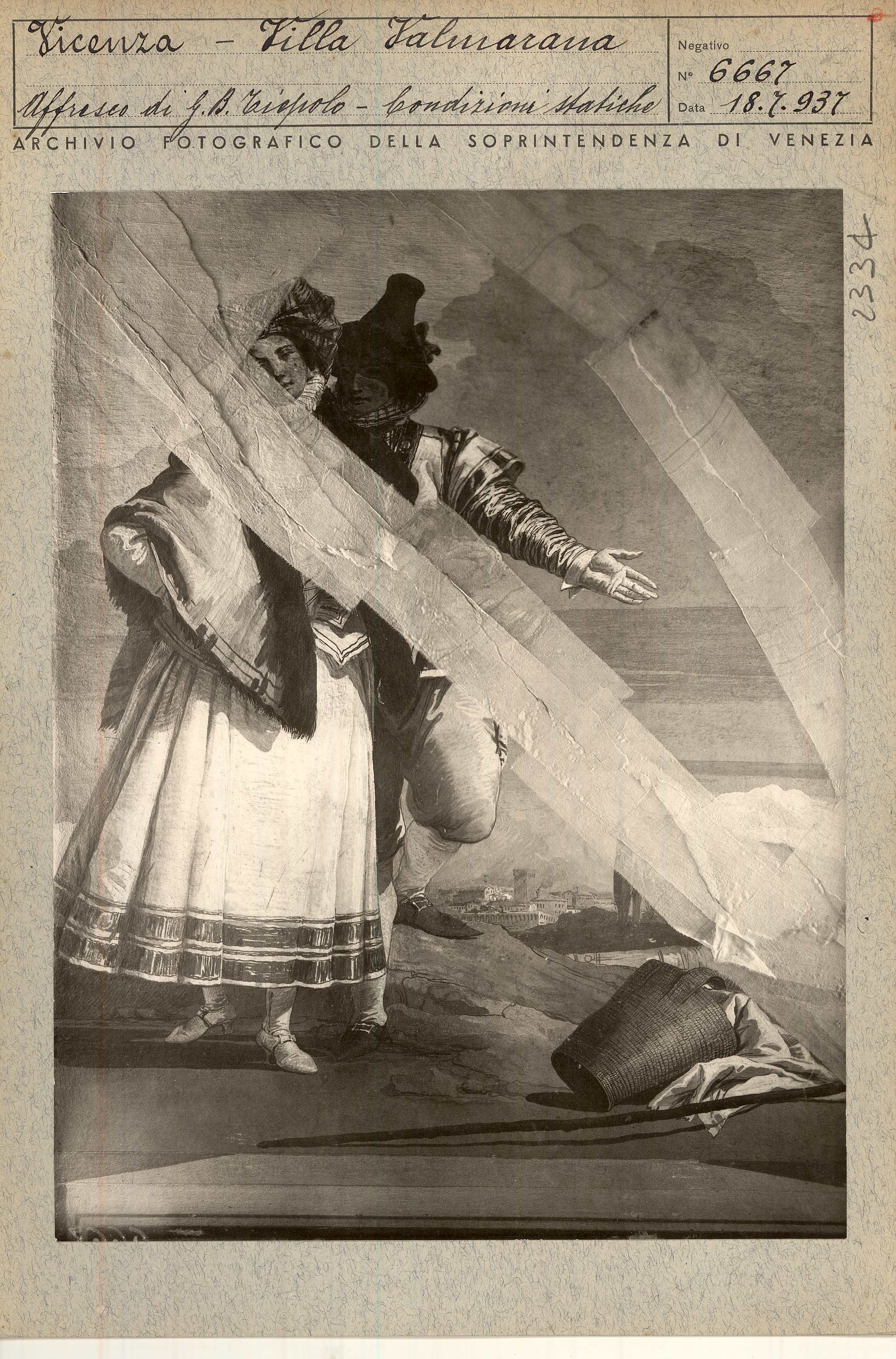 Vicenza. Villa Valmarana ai Nani. Foresteria. Stanza del Padiglione gotico. La dichiarazione d'amore (positivo) di Soprintendenza ai Monumenti (metà XX)