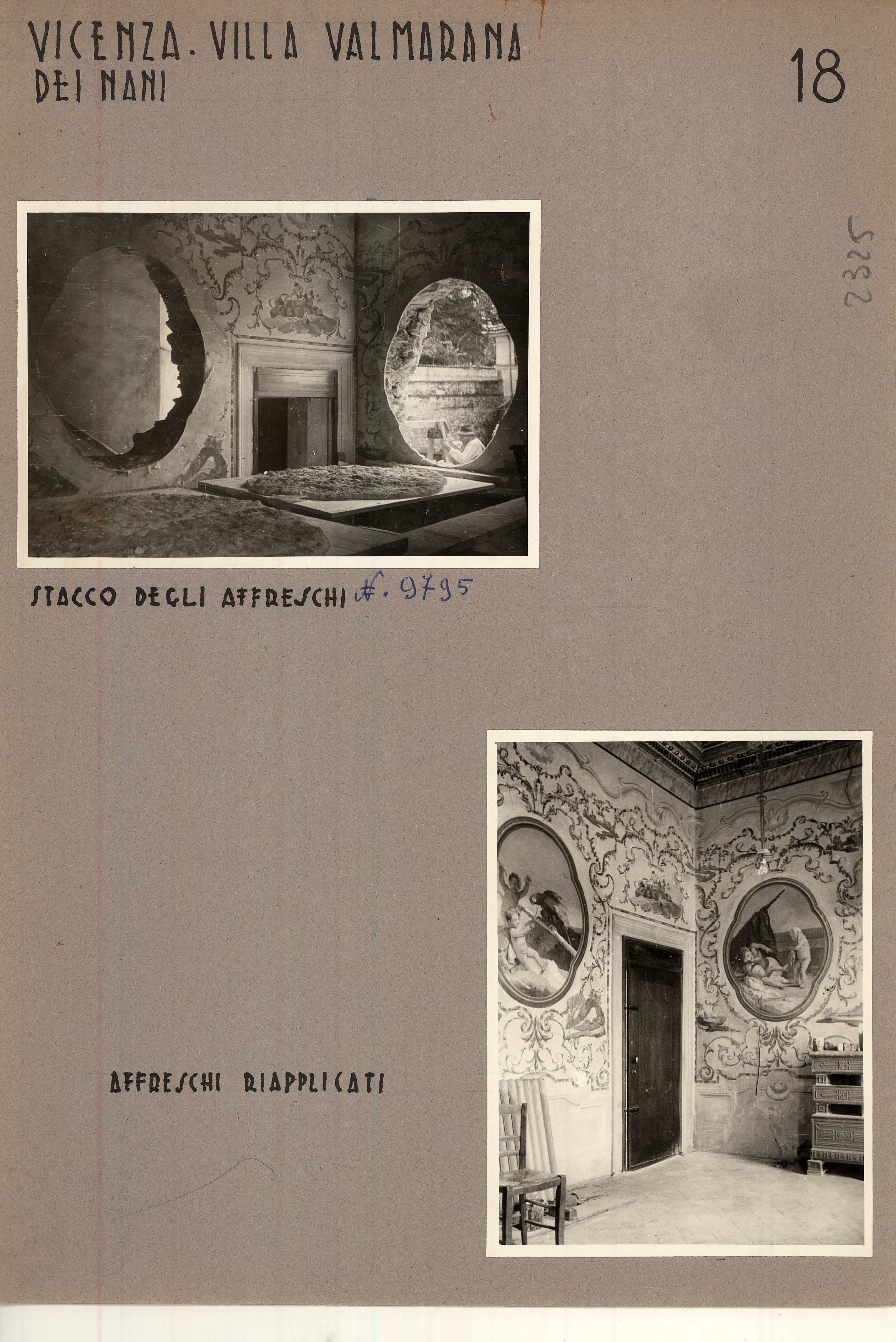 Vicenza. Villa Valmarana ai Nani. Foresteria. Stanza dei putti. Stacco degli affreschi (positivo) di Soprintendenza ai Monumenti (metà XX)