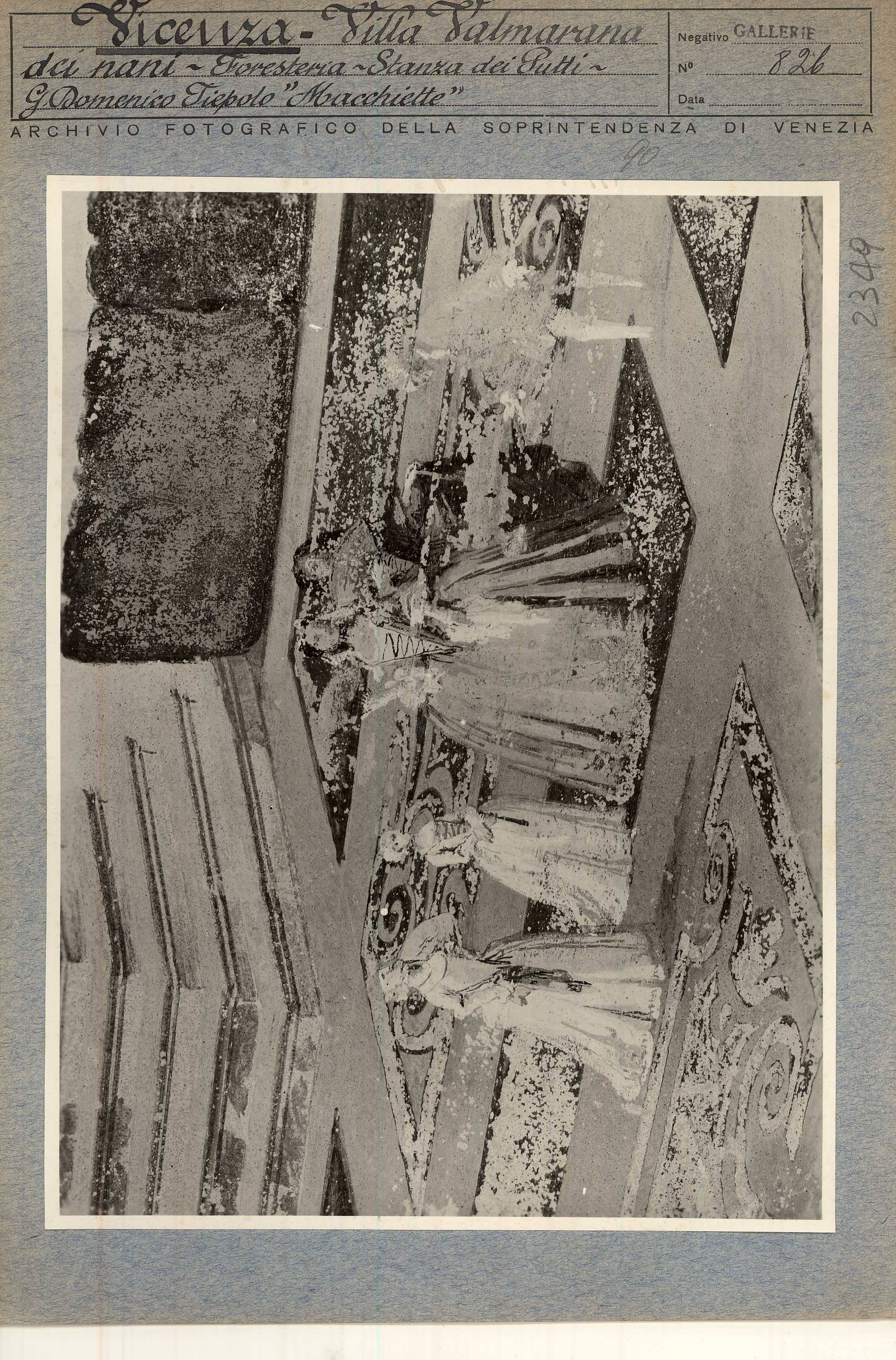 Vicenza. Villa Valmarana ai Nani. Foresteria. Stanza della loggia o delle architetture. Particolare (positivo) di Soprintendenza ai Monumenti (metà XX)