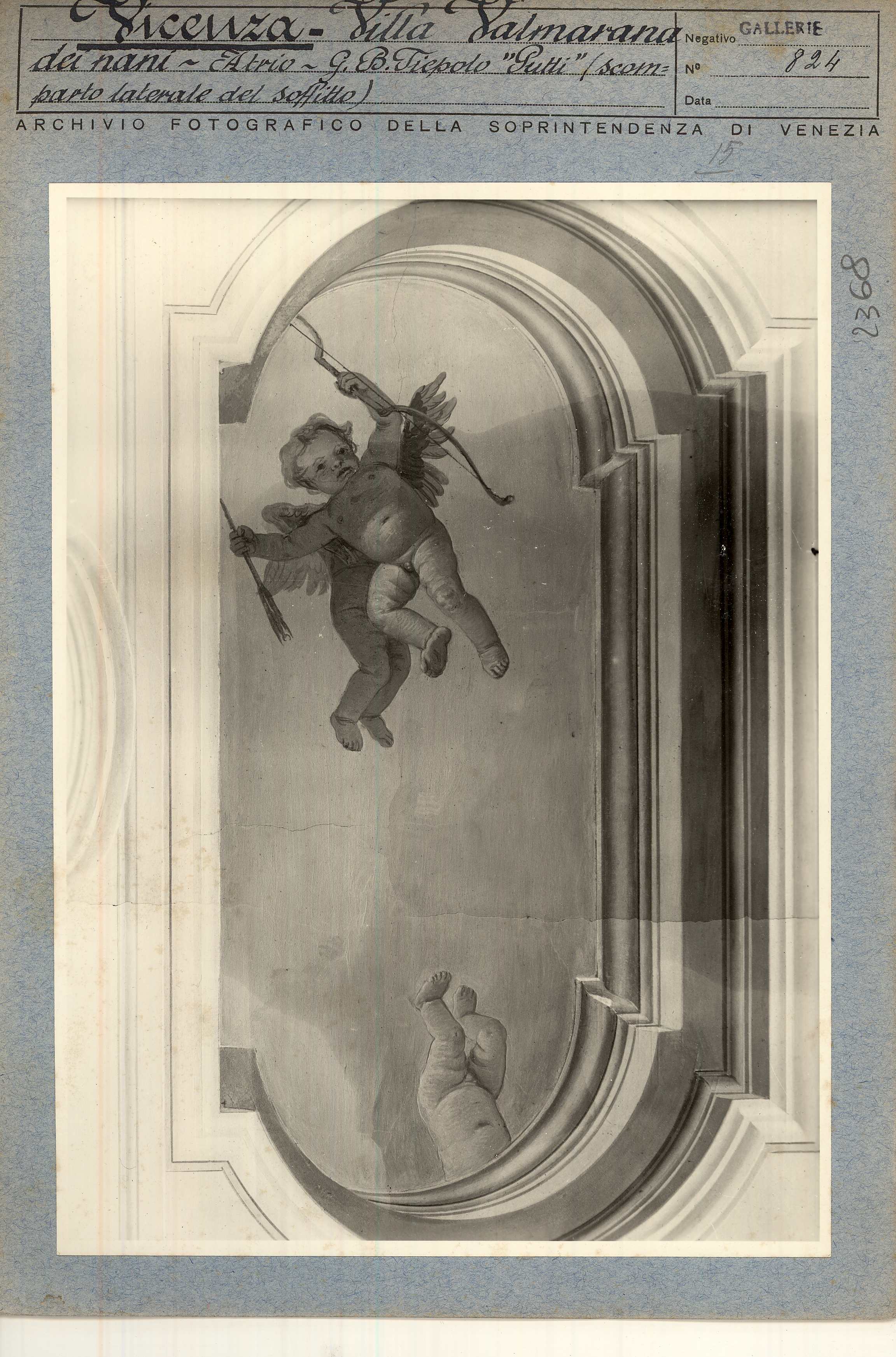 Vicenza. Villa Valmarana ai Nani. Atrio. Soffitto. Particolare (positivo) di Soprintendenza ai Monumenti (metà XX)