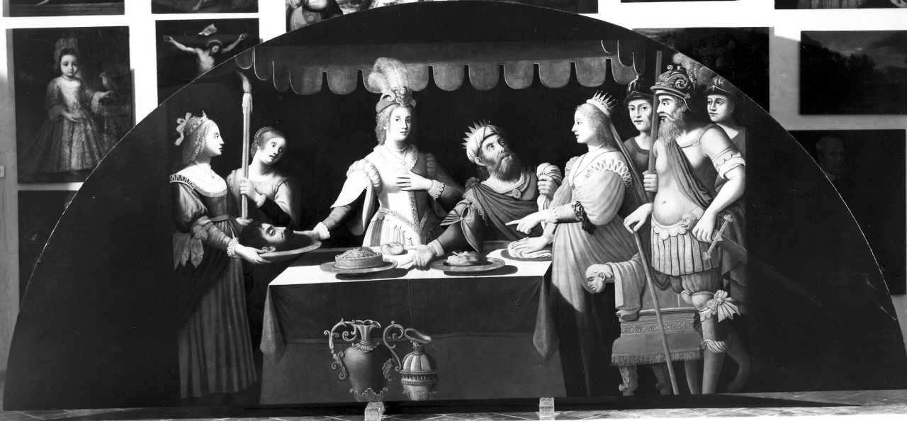 Presentazione a Erode della testa di Giovanni Battista (dipinto, opera isolata) - ambito mantovano (sec. XVI)