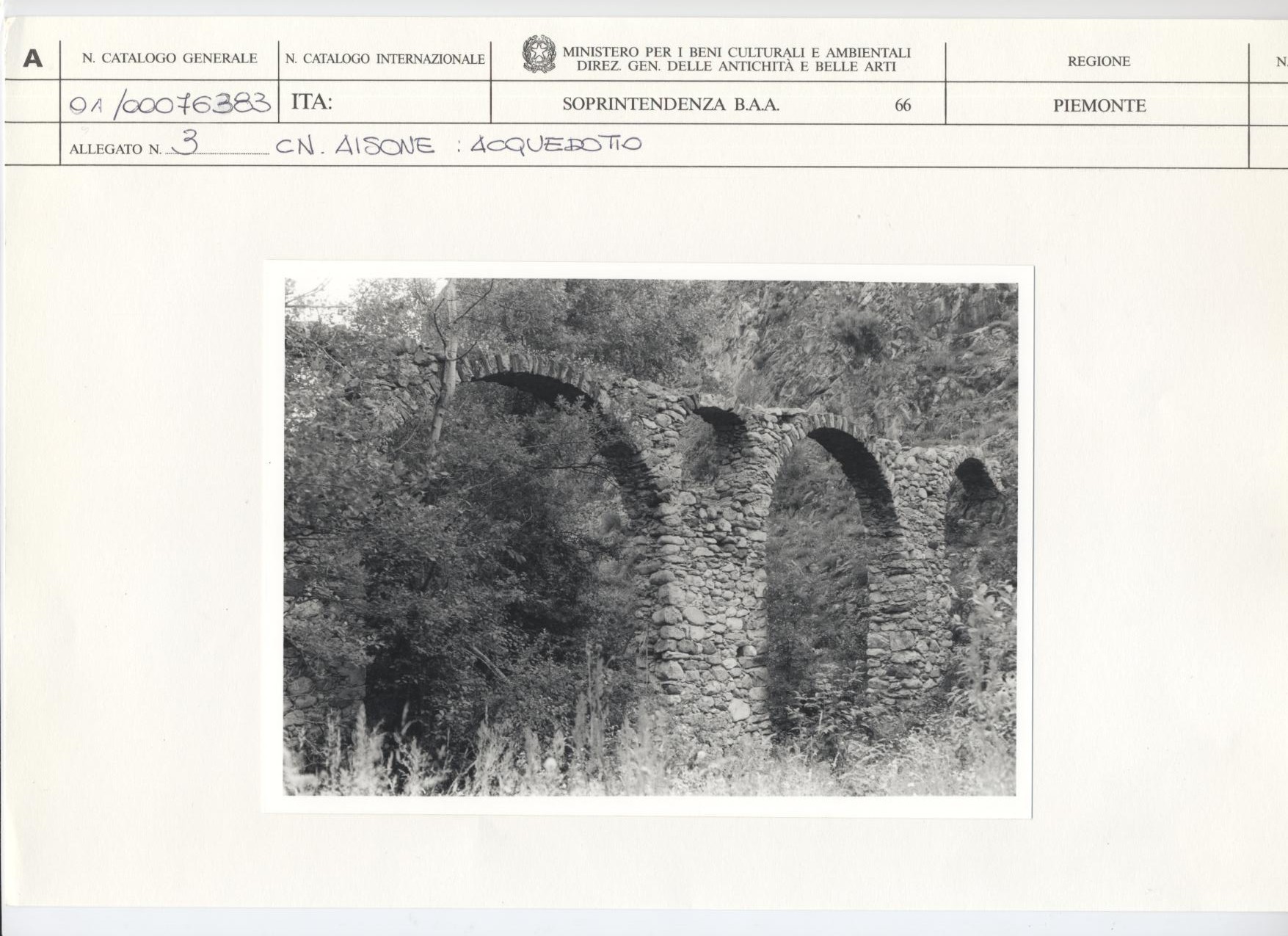 elemento infrastrutturale, acquedotto - Aisone (CN)  (XV)