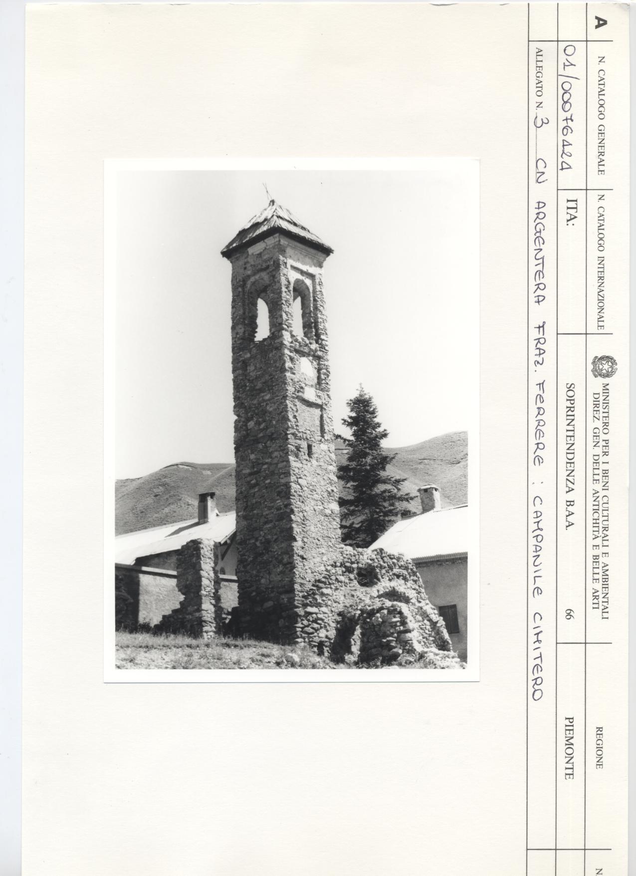 Cimitero (campanile, comunale) - ARGENTERA (CN)  (XVIII, secondo quarto)