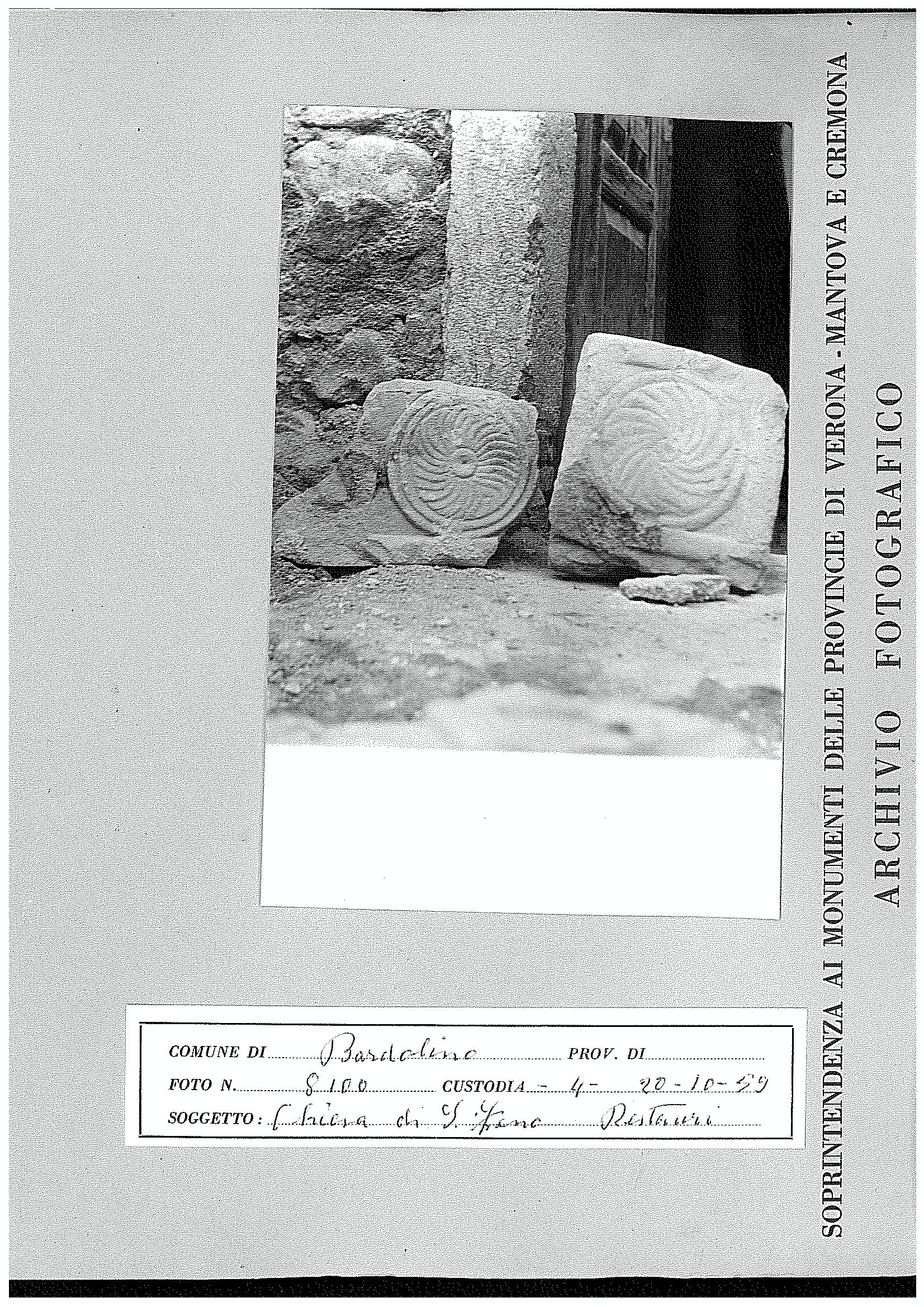 Chiesa di San Zeno - frammenti (positivo) di Soprintendenza ai Monumenti per le province di Verona Mantova e Cremona (terzo quarto XX)