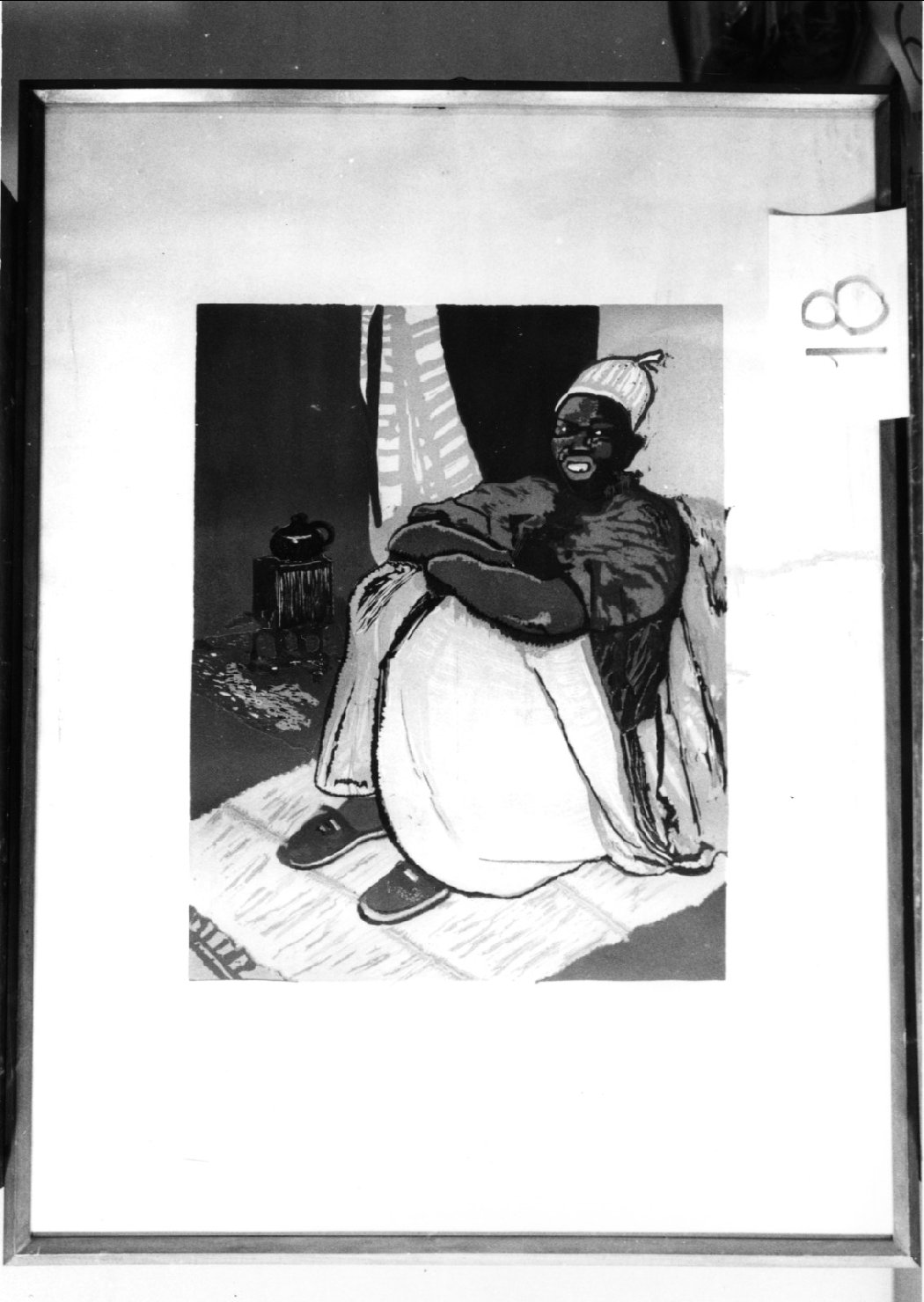 Negro seduto, figura maschile seduta (stampa) di Biasi Giuseppe (prima metà sec. XX)