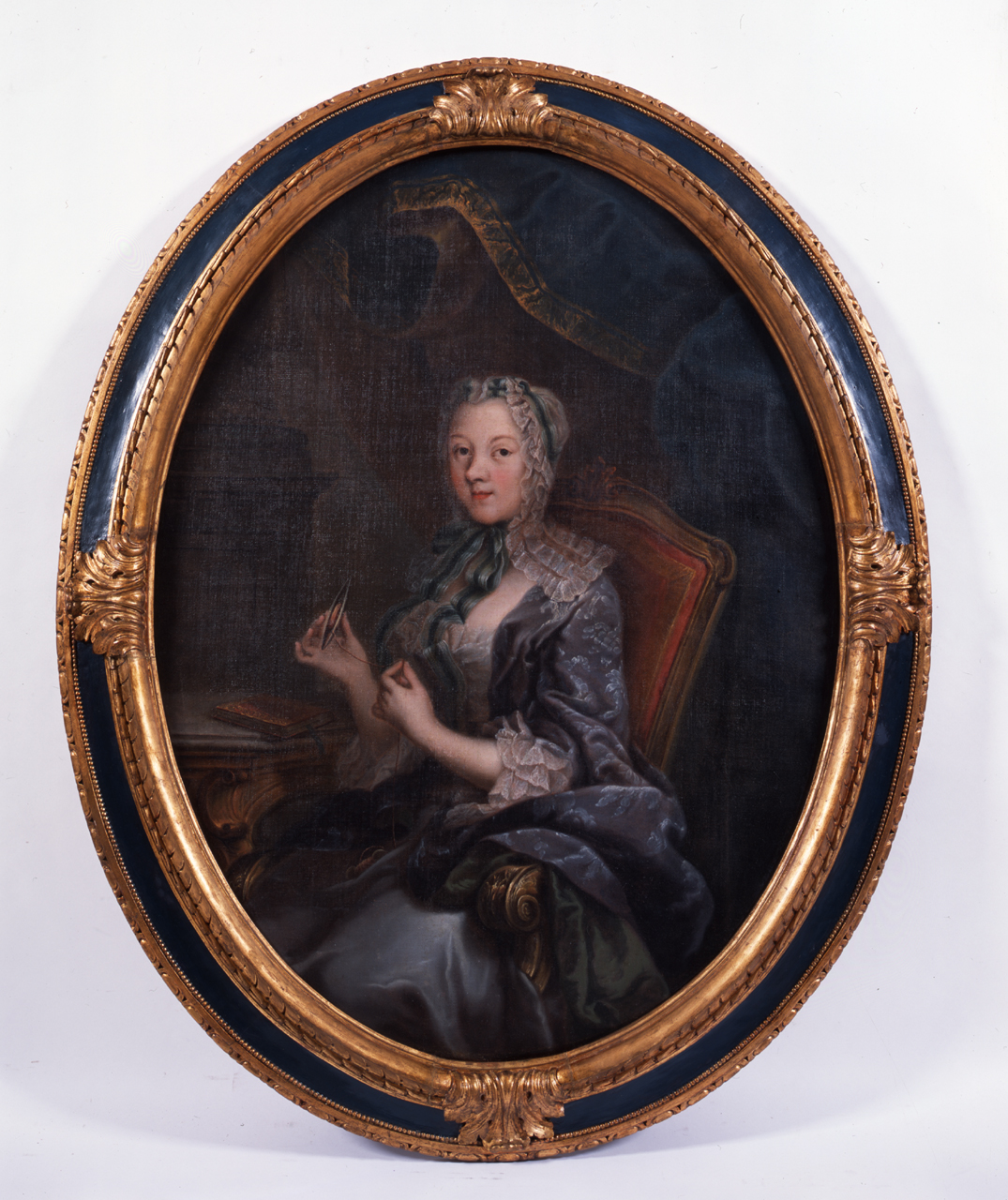 principessa sabauda che fila, ritratto di Cristina Enrichetta d'Assia Rheinfeld Rothemburg (dipinto, opera isolata) - ambito piemontese (secondo quarto sec. XVIII)