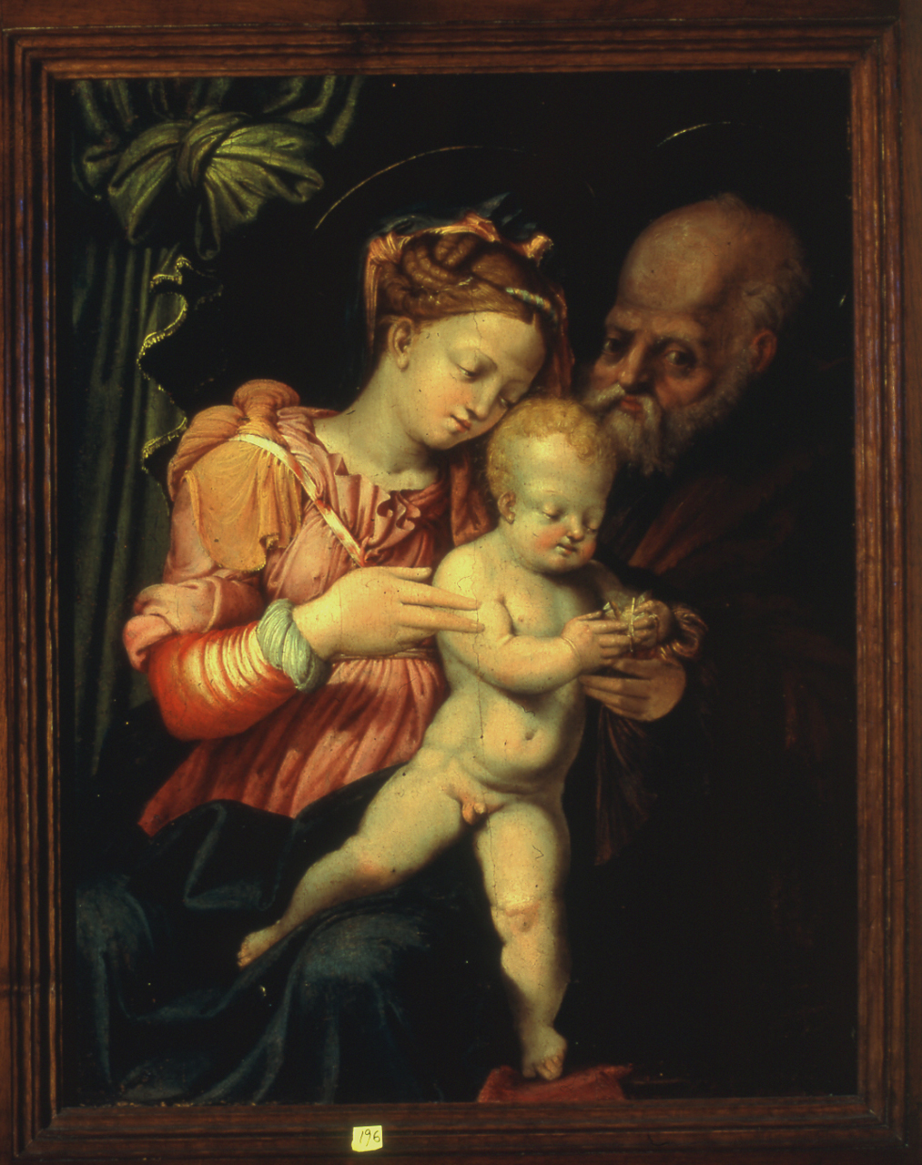 Sacra Famiglia (dipinto, opera isolata) di Caracca Giovanni (attribuito) (seconda metà sec. XVI)