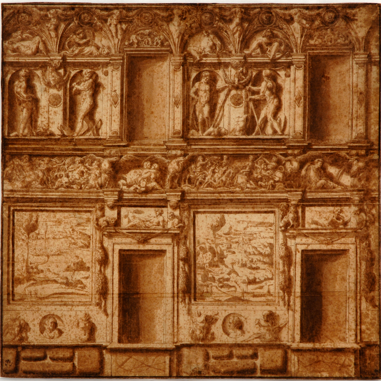 prospetto di abitazione (disegno, opera isolata) di Sanzio Raffaello (scuola) (prima metà sec. XVI)