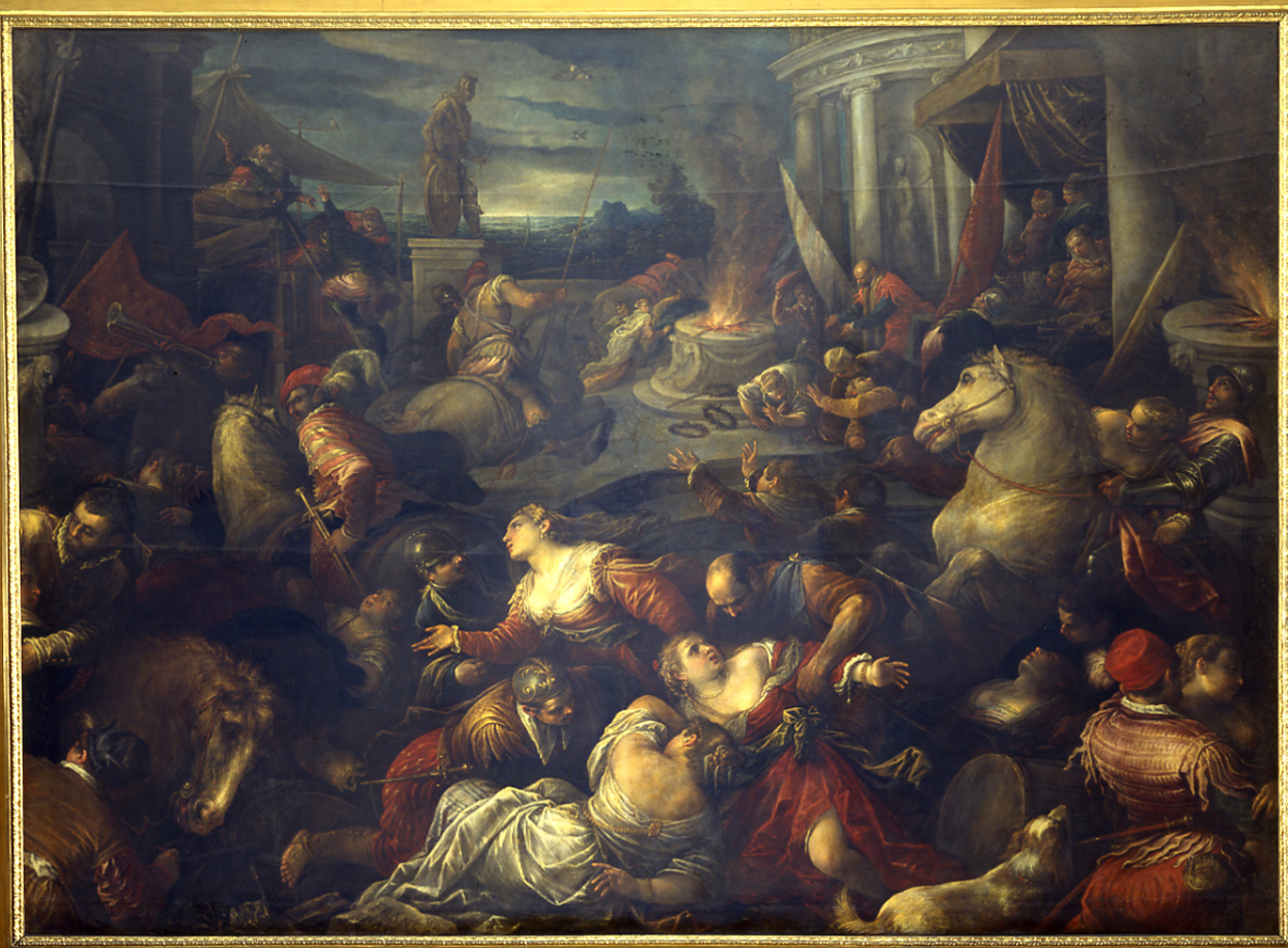ratto delle Sabine (dipinto, opera isolata) di Da Ponte Francesco detto Bassanino (ultimo quarto sec. XVI)