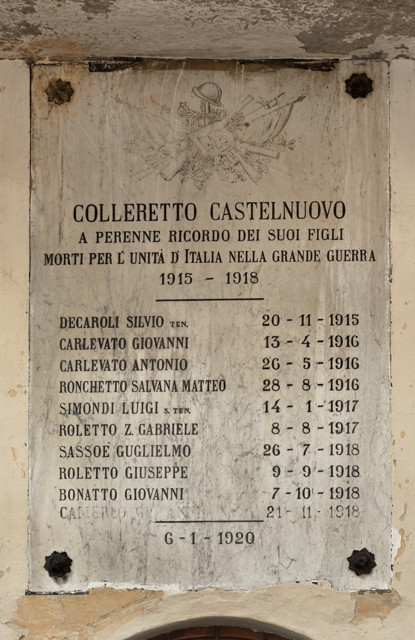 soggetto assente (lapide commemorativa ai caduti) - ambito piemontese (primo quarto sec. XX)