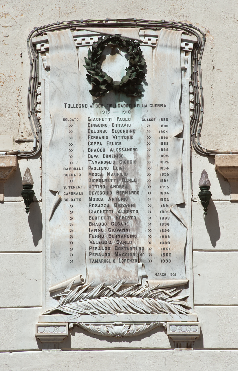 soggetto assente (lapide commemorativa ai caduti) - ambito piemontese (primo quarto sec. XX)