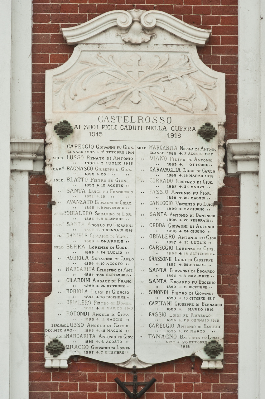soggetto assente (lapide commemorativa ai caduti) - ambito piemontese (primo quarto sec. XX)