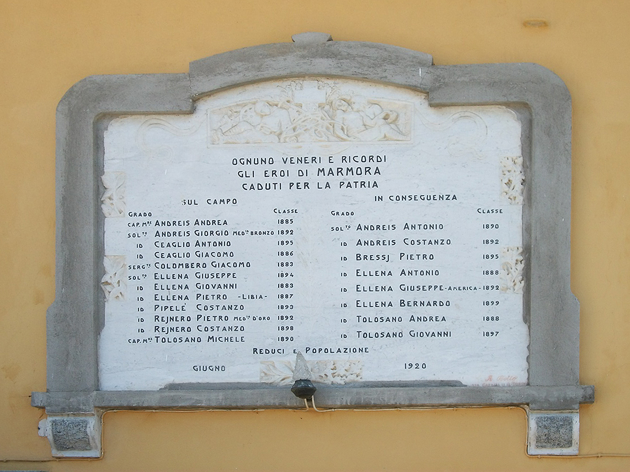 morte del soldato (lapide commemorativa ai caduti) - ambito piemontese (primo quarto sec. XX)