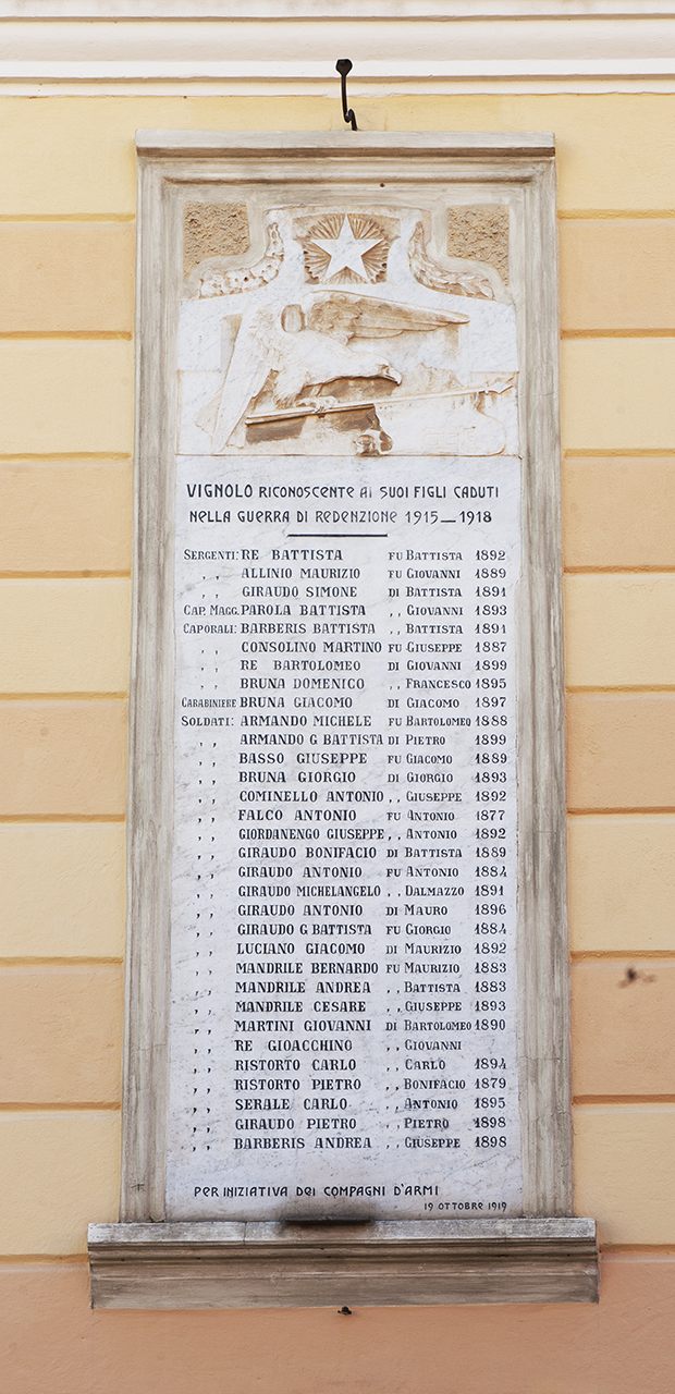 allegoria della Vittoria come aquila (lapide commemorativa ai caduti) - produzione piemontese (primo quarto sec. XX)