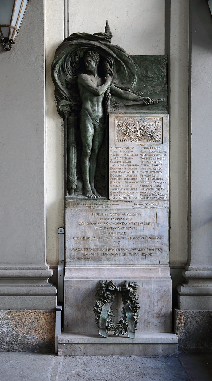 nudo maschile (monumento ai caduti - a lapide) di Alloati Giovan Battista (primo quarto sec. XX)