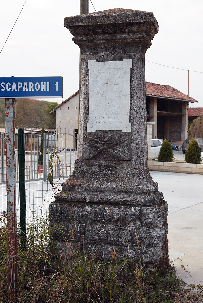 trofeo d'armi (monumento ai caduti - a stele) - ambito piemontese (primo quarto sec. XX)