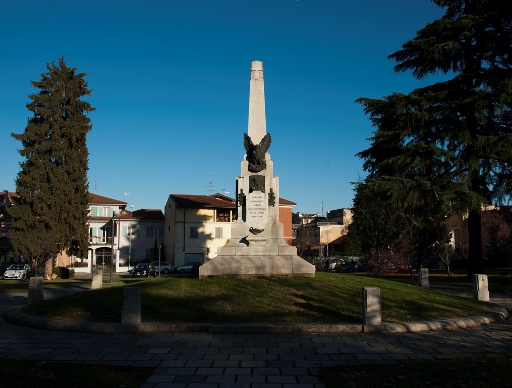 allegoria della Vittoria come aquila, stemma comunale (monumento ai caduti - ad obelisco) di Cantoni Carlo (primo quarto, metà sec. XX, sec. XX)