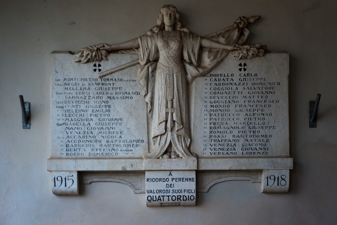 allegoria della Vittoria come donna vestita all'antica (lapide commemorativa ai caduti) di Parola Ditta (primo quarto sec. XX)
