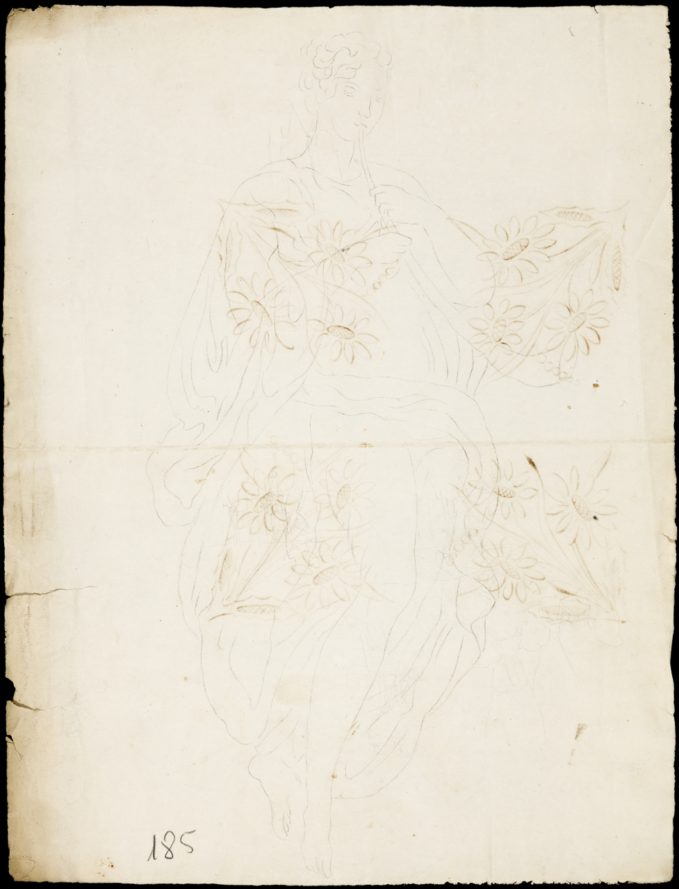 figura femminile (Menade) (disegno, opera isolata) di Arborio Mella Edoardo (cerchia) (sec. XIX)